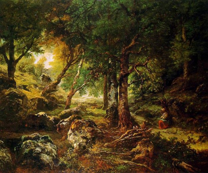 Rousseau Thodore Forest landscape Sun. , 