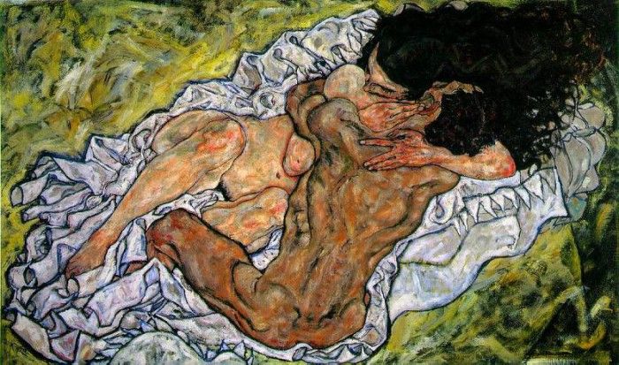 Schiele Embrace (Lovers II), 1917, 100x170.2 cm,. , 