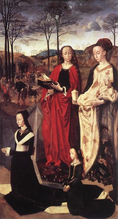 The Portinari Triptych ca 1475 Right panel (Sts Margaret And Mary Magdalene With Maria Portinari). ,   