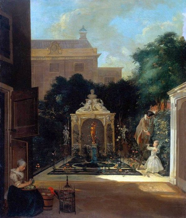 Troost Cornelis City garden in Amsterdam Sun. Troost, 