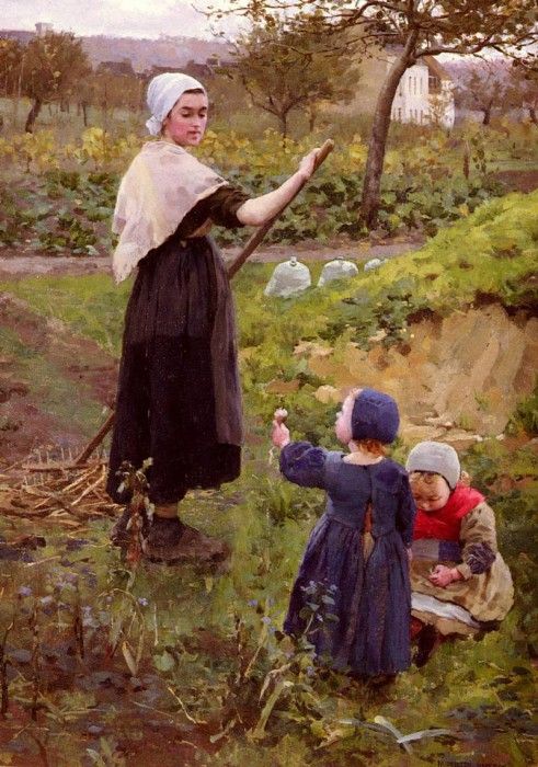 Jameson Middleton A Mother With Her Daughters In The Kitchen Garden. Jameson, 