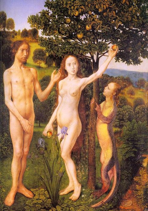 Goes The Fall  Adam and Eve Tempted by the Snake 1470 oil. ,   