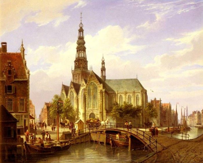 Dommersen Cornelis Christian A Capriccio View Of Amsterdam. Dommelshuizen,  