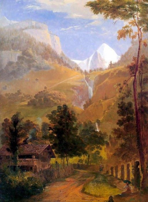 hudson rv sc csg025 the wetterhorn and falls of reichenbach 1832-samuel morse. , 