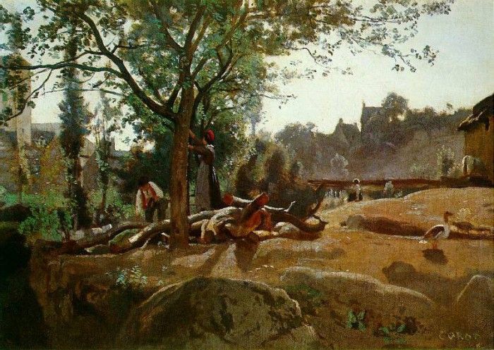 Corot Peasants Under the Trees at Dawn, Morvan c.1840-45 NG. , --