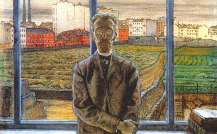 dobuzhinsky man with spectacles (art critic and poet konstantin sunnerberg) 1905-6. , 