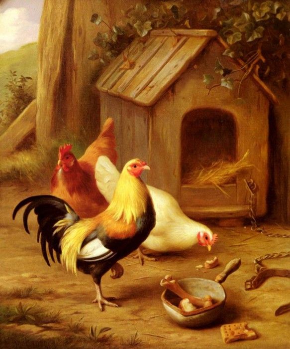 Hunt Edgar Chickens Feeding. , 