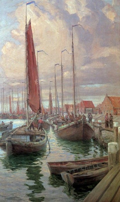 Randall M Boats at the Quai of Volendam Sun . , M