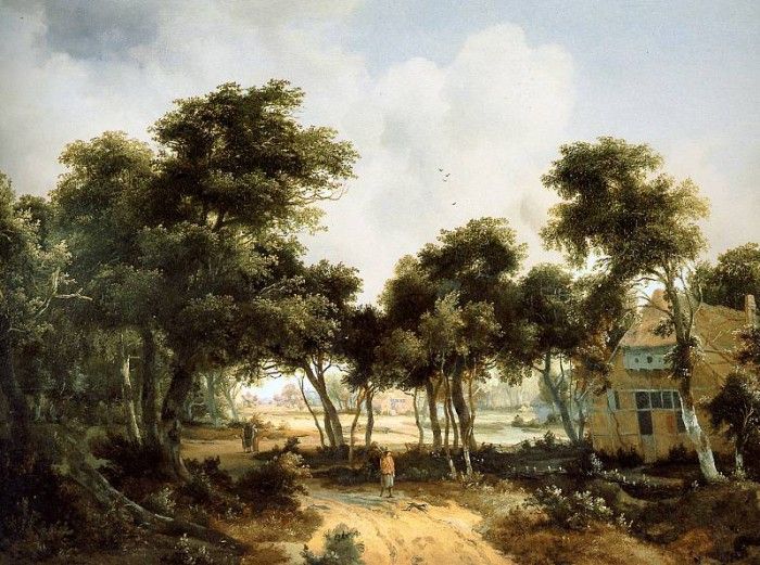 Hobbema Meindert Ruined cottages in forest Sun. , Meindert
