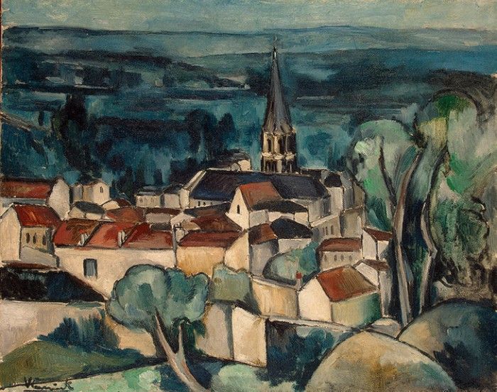 Vlaminck Town with a Church, ca 1909, 73x92 cm, Eremitaget.   