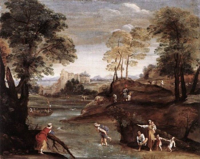 DOMENICHINO Landscape with Ford. 