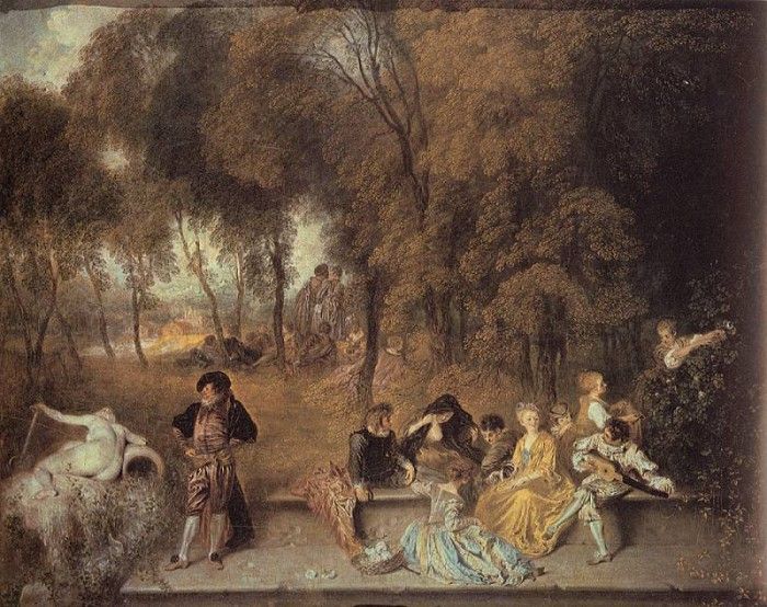 Watteau Reunion en plein air. , -