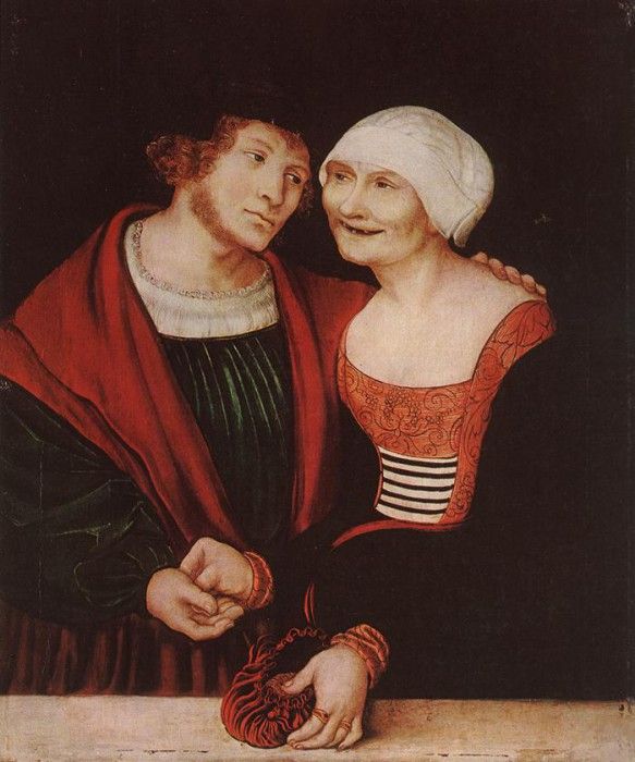 CRANACH Lucas the Elder Amorous Old Woman And Young Man. ,  