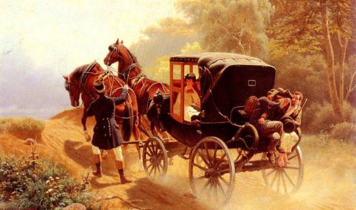 Nikutowski Arthur Johann Severin A Carriage Taking A Difficult Hill. Nikutowski,   