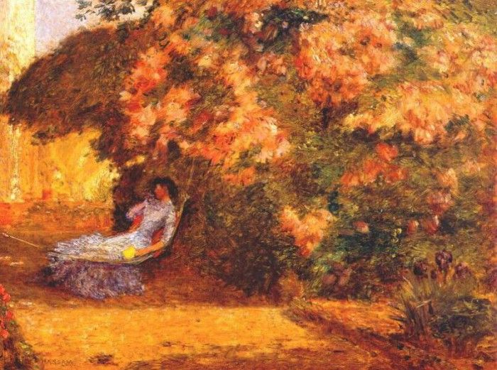 hassam under the lilacs c1887-9. , 