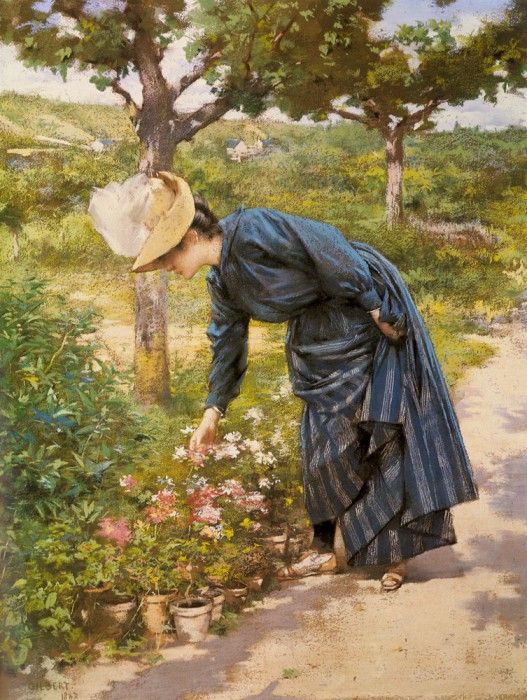 Gilbert Victor Gabriel Lady In A Garden. ,  