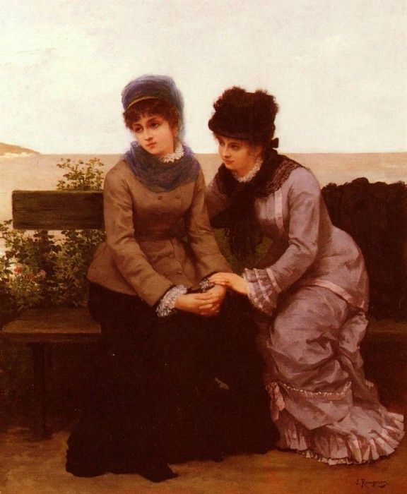 Rougeron Jules James Deux Jeunes Filles. Rougeron,  