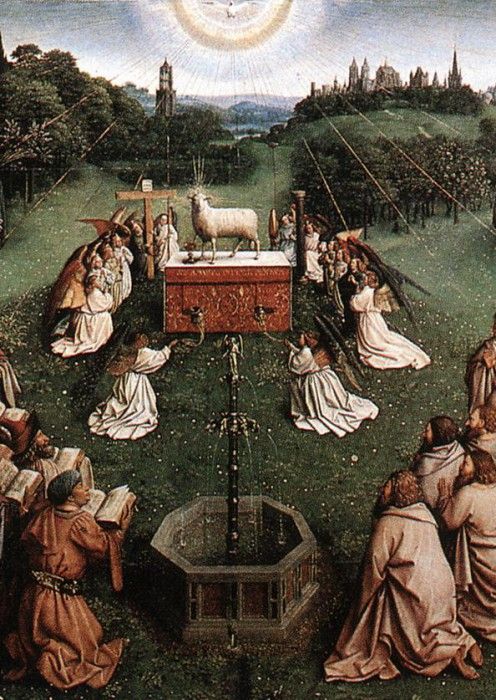 Eyck Jan van The Ghent Altarpiece Adoration of the Lamb detail centre. ,  