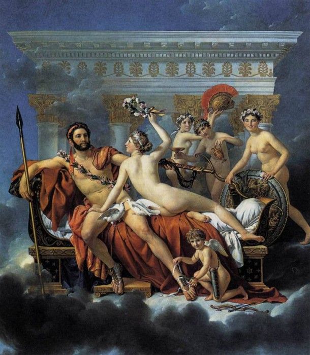 DAVID Jacques Louis Mars Disarmed by Venus and the Three Graces. , -