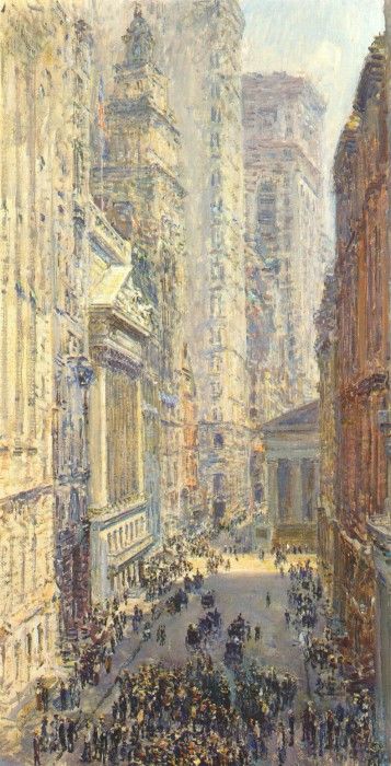 hassam lower manhattan (broad and wall streets) 1907. , 