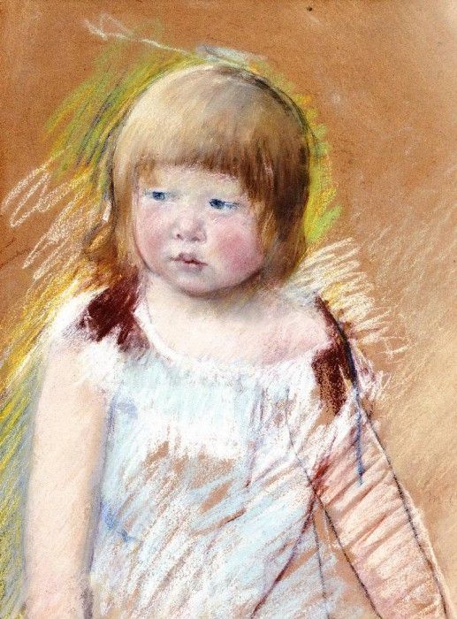 Cassatt Mary Child with Bangs in a Blue Dress.  