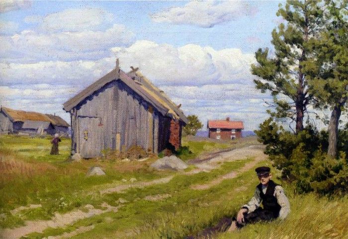 Paul Fischer Landidyl (Farmyard). , Paul Gustave