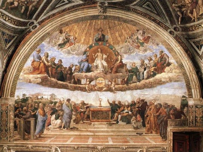 Raffaello - Stanze Vaticane - Disputation of the Holy Sacrament (La Disputa). Raffaello