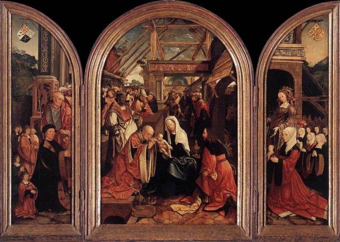 CORNELISZ VAN OOSTSANEN Jacob Triptych Of The Adoration Of The Magi. Oostsanen,   Cornelisz