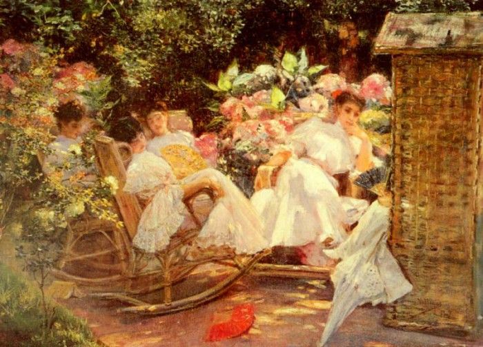 Cordero Jose Villegas Y Ladies In A Garden. ,  