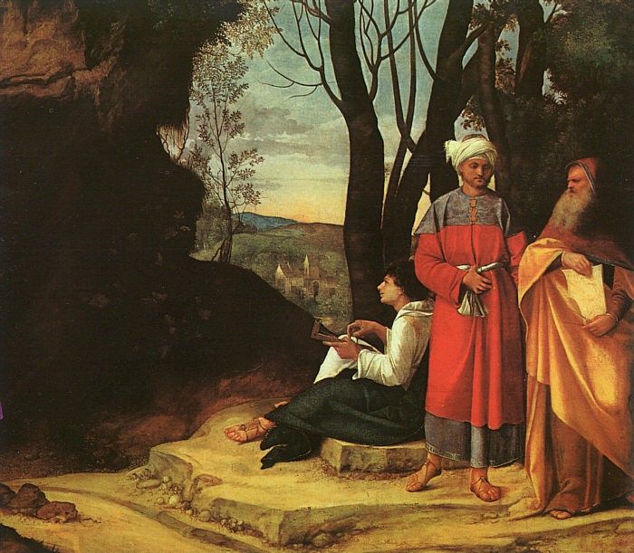 GIORGIONE THE THREE PHILOSOPHERS (FINISHED BY SEBASTIANO DEL. 