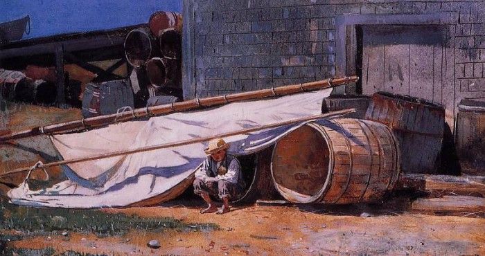 Homer Winslow Boy in a Boatyard aka Boy with Barrels. , 