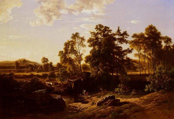 Quinaux Joseph A River Landscape With A Mill. Quinaux, 