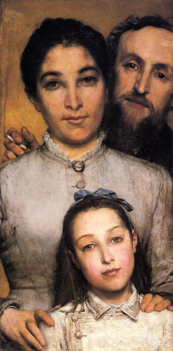 Alma Tadema Portrait of Aime Jules Dalou his Wife and Daughter. - 