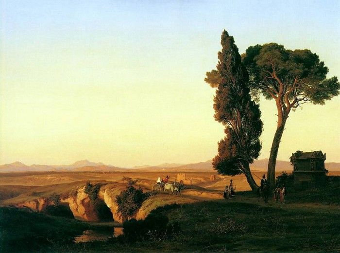 Dubourcq Pierre Landscape near Rome Sun. Dubourcq, 