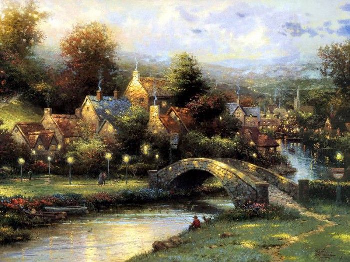 JLM-Thomas Kinkade-Lamplight Village.  