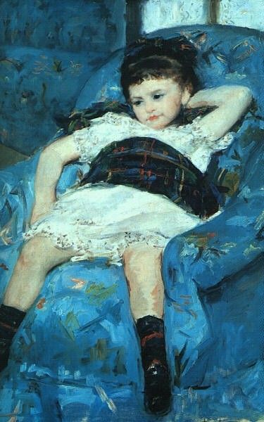 CASSATT - LITTLE GIRL IN A BLUE ARMCHAIR, DETAIL, 1878, OI(1).  