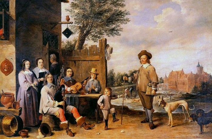 Teniers David Landscape with a family Sun. ,  