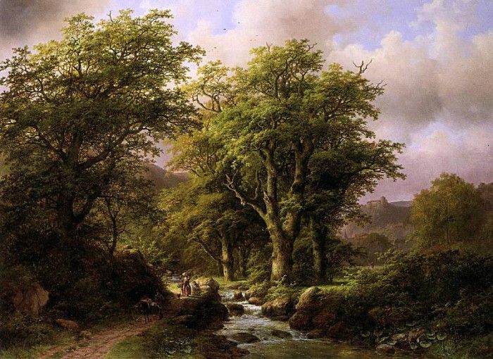 Klombeck Johann Man on forest path Sun. Klombeck,  