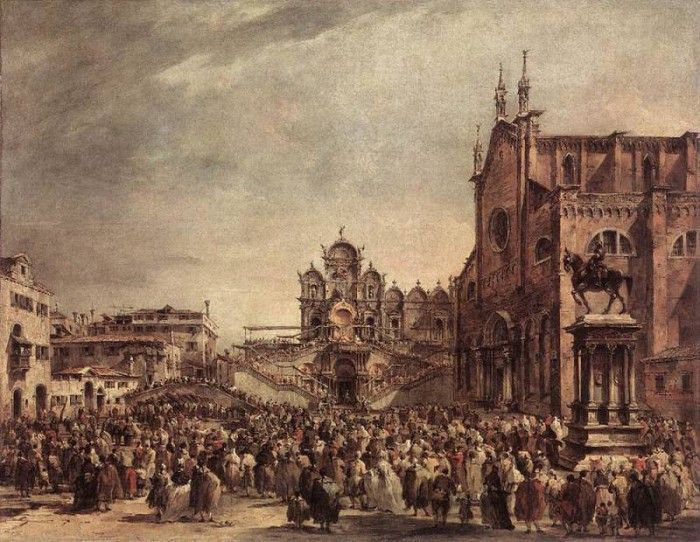 GUARDI Francesco Pope Pius VI Blessing the People on Campo Santi Giovanni e Paolo.  