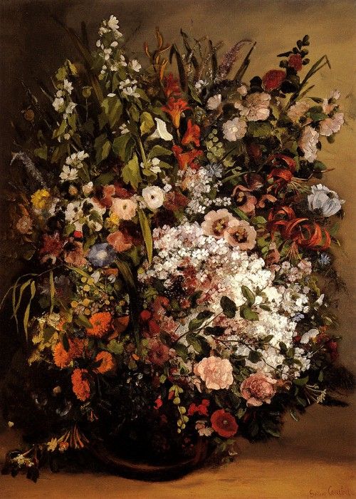Courbet Gustave Bouquet Of Flowers In A Vase. , 