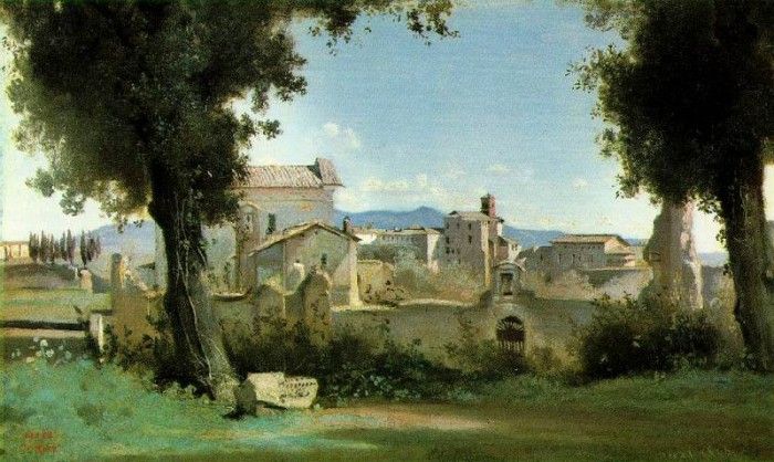 Corot View from the Farnese gardens, Rome, 1826, 25.1x40.6 c. , --