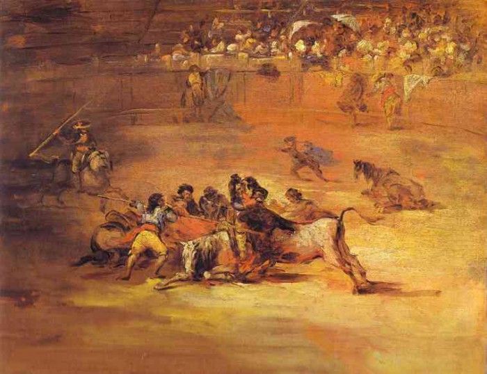 Scene of a bullfight.   ,  