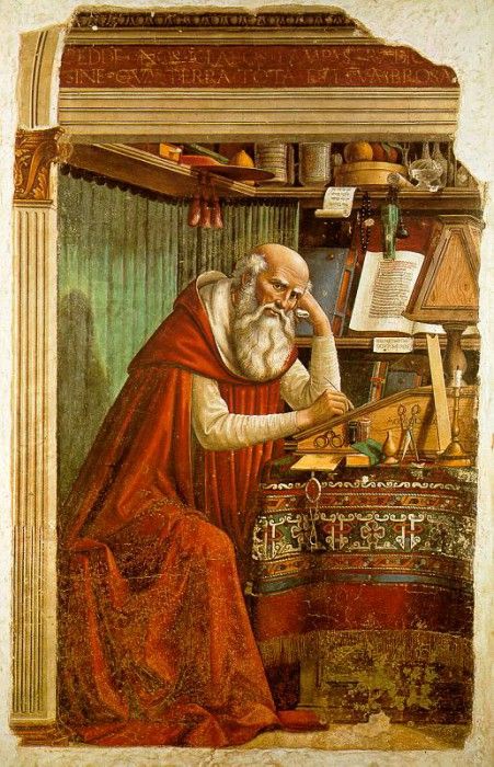 GHIRLANDAIO SAINT JEROME IN HIS STUDY OGNISSANTI FIRENZE. , 