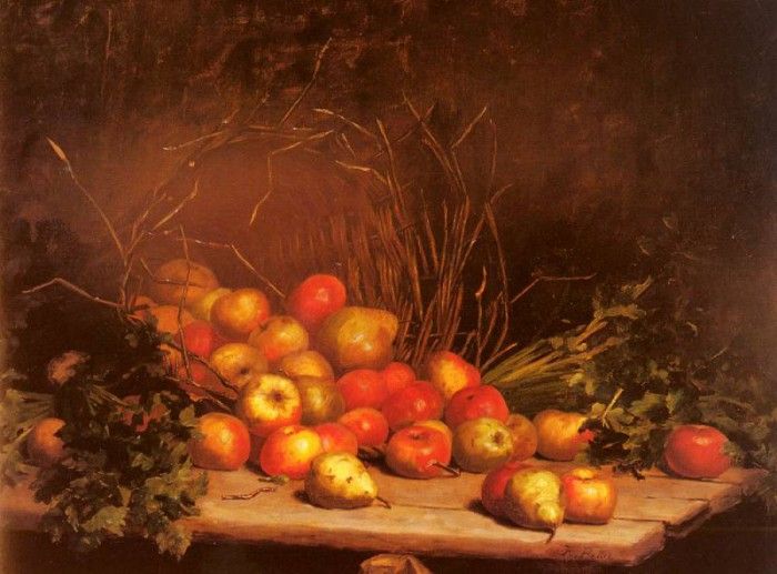 Bellis Hubert An Overturned Basket Of Fruit And Vegatables. , Hubert