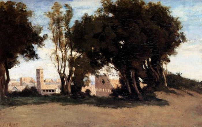 Corot Jean Baptiste camille Rome Le Colisee Vu Des Jardins Farnese. , --