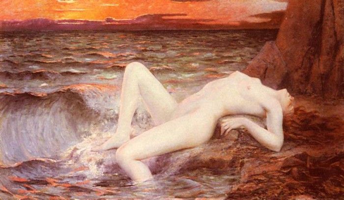 Perrey Leon Auguste Juene Fille Sortant De La Vague. ,  