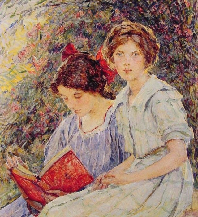Two Girls Reading. , 