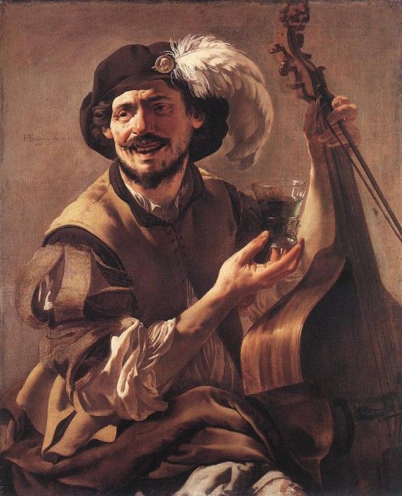 TERBRUGGHEN Hendrick A Laughing Bravo With A Bass Viol And A Glass. Terbrugghen, �������
