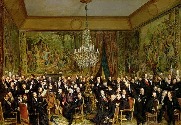The Salon of Alfred Emilien, Comte de Nieuwerkerke (1811-92) at the Louvre, 1855. ,  