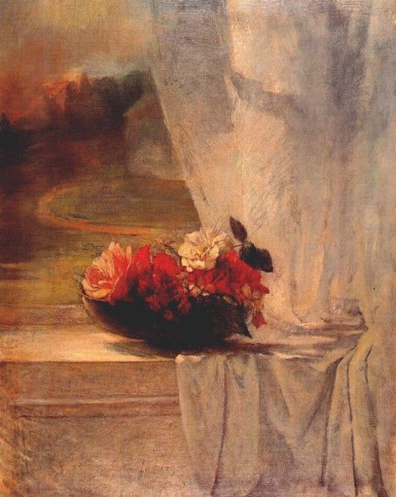 la farge flowers on a window ledge c1862. , La